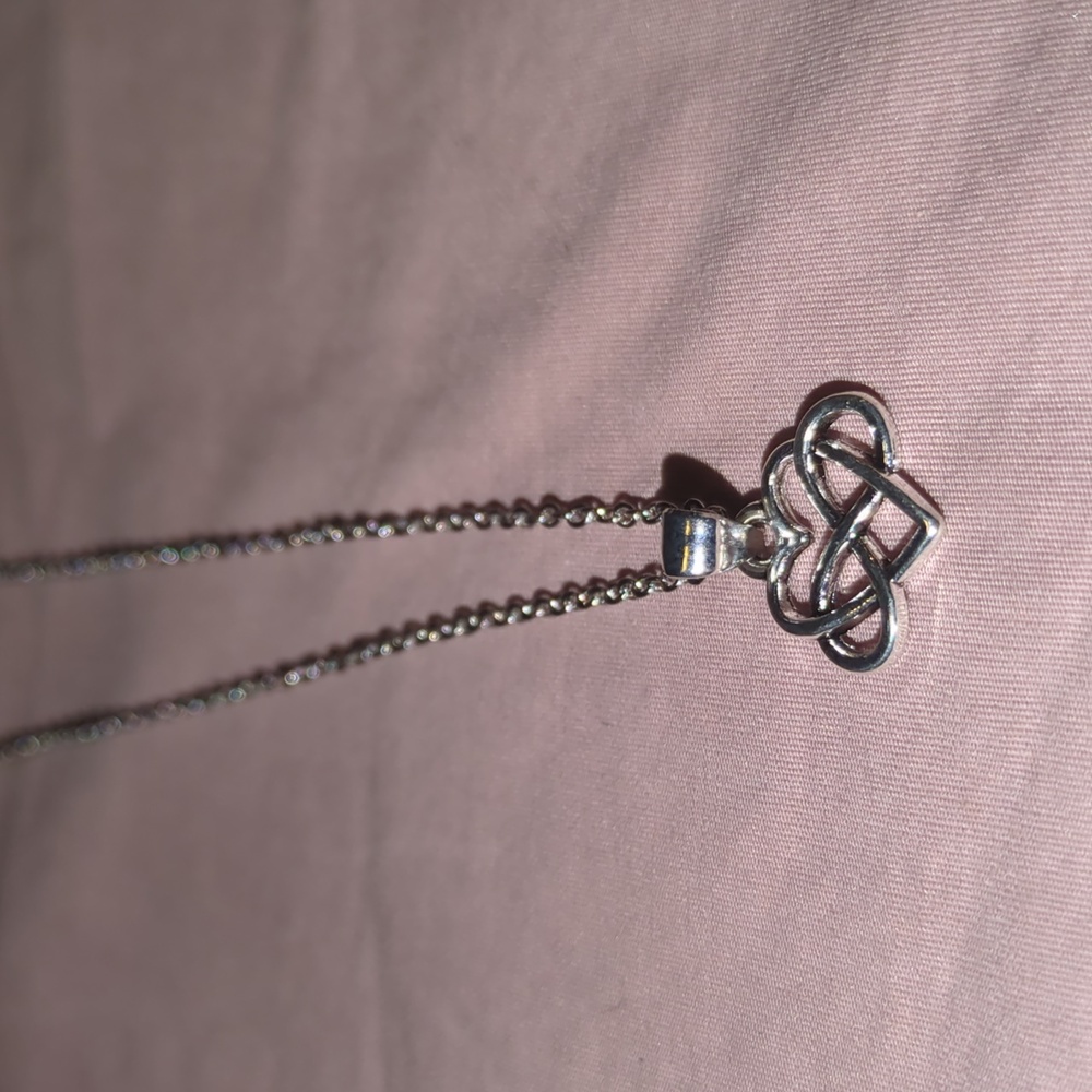 Childs Infinity heart small pendant -18" silver tone necklace